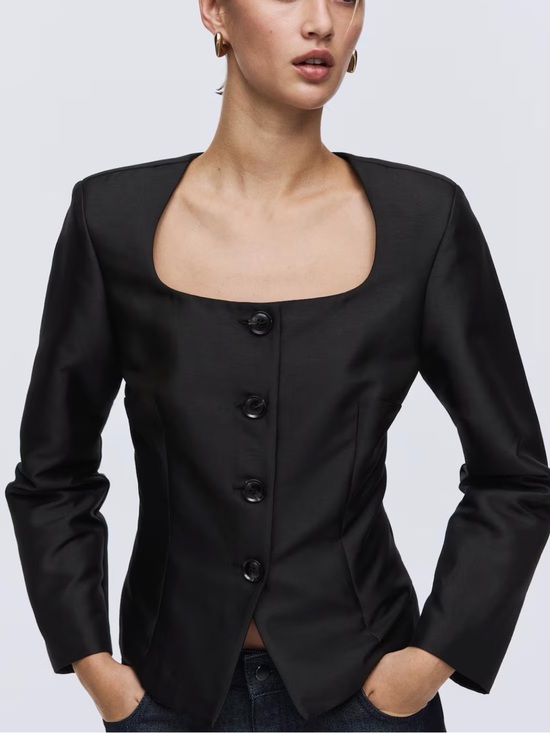 H&M Jackets & Blazers - H&M Tailored Black Square-Neck Jacket size M
